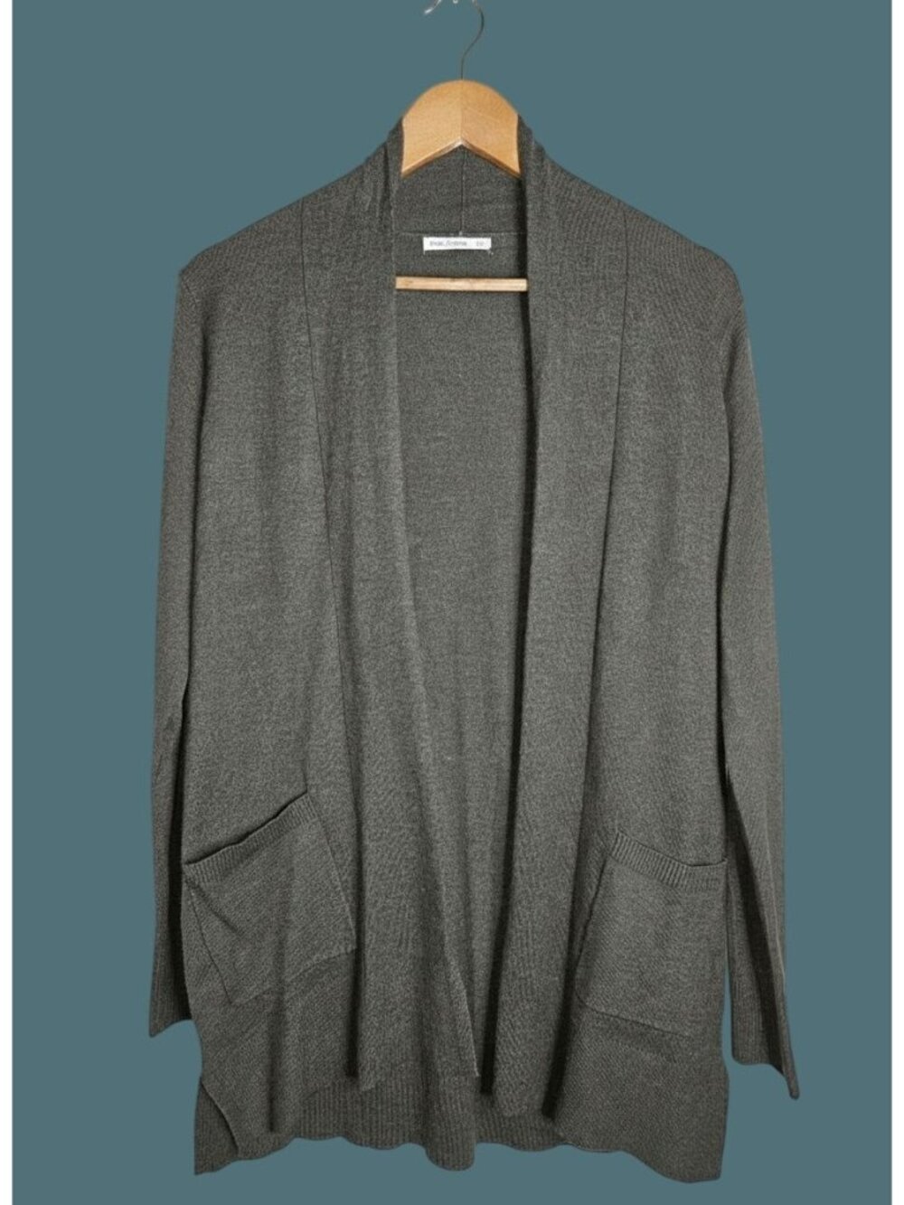 Pink Clover Green Open Front Cardigan W/Pockets Women Size Small